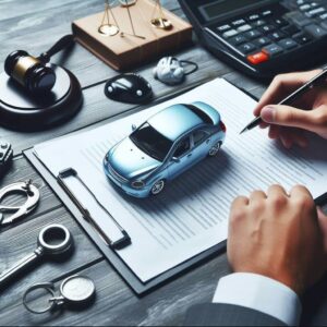 Підписання договору купівлі-продажу автомобіля — ключі та документи на столі