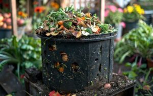 Компостування органічних відходів у домашніх умовах: купа кухонних та садових решток готується до перетворення на цінне добриво