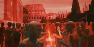 Картина українського художника Віктора Сидоренка з циклу «Деперсоналізація» — фігури людей у динаміці, символізм та глибокий філософський підтекст.